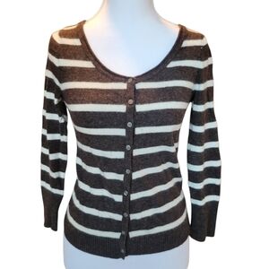 Y2K Abercrombie & Fitch Gray White Stripe Button Up Cardigan